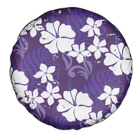 Purple Hawaiian Hibiscus Monstera Spare Tire Cover Grunge Stylized LT01 - Polynesian Pride