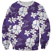 Purple Hawaiian Hibiscus Monstera Sweatshirt Grunge Stylized