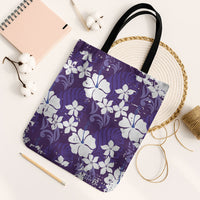 Purple Hawaiian Hibiscus Monstera Tote Bag Grunge Stylized LT01 Black Strap One Size Purple - Polynesian Pride