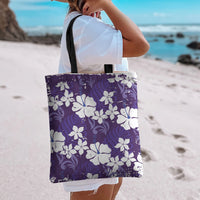 Purple Hawaiian Hibiscus Monstera Tote Bag Grunge Stylized LT01 - Polynesian Pride