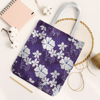 Purple Hawaiian Hibiscus Monstera Tote Bag Grunge Stylized LT01 White Strap One Size Purple - Polynesian Pride