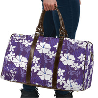 Purple Hawaiian Hibiscus Monstera Travel Bag Grunge Stylized