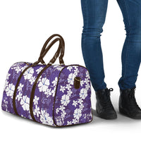 Purple Hawaiian Hibiscus Monstera Travel Bag Grunge Stylized