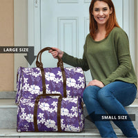 Purple Hawaiian Hibiscus Monstera Travel Bag Grunge Stylized
