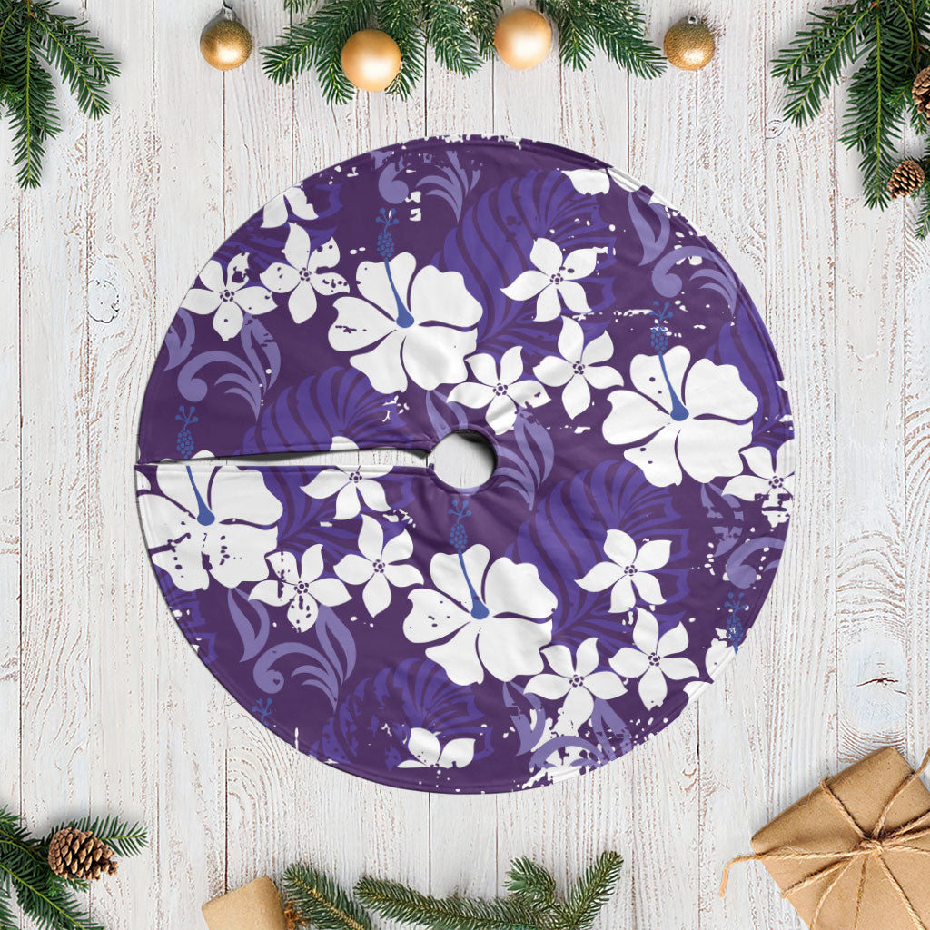 Purple Hawaiian Hibiscus Monstera Tree Skirt Grunge Stylized LT01 Casual Purple - Polynesian Pride