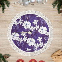 Purple Hawaiian Hibiscus Monstera Tree Skirt Grunge Stylized LT01 Fringed Purple - Polynesian Pride