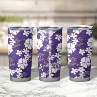 Purple Hawaiian Hibiscus Monstera Tumbler Cup Grunge Stylized LT01 - Polynesian Pride