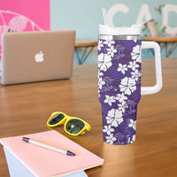 Purple Hawaiian Hibiscus Monstera Tumbler With Handle Grunge Stylized