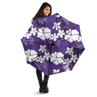 Purple Hawaiian Hibiscus Monstera Umbrella Grunge Stylized LT01 - Polynesian Pride