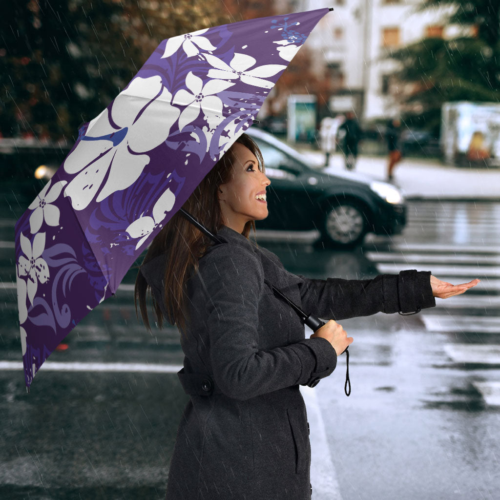 Purple Hawaiian Hibiscus Monstera Umbrella Grunge Stylized LT01 - Polynesian Pride