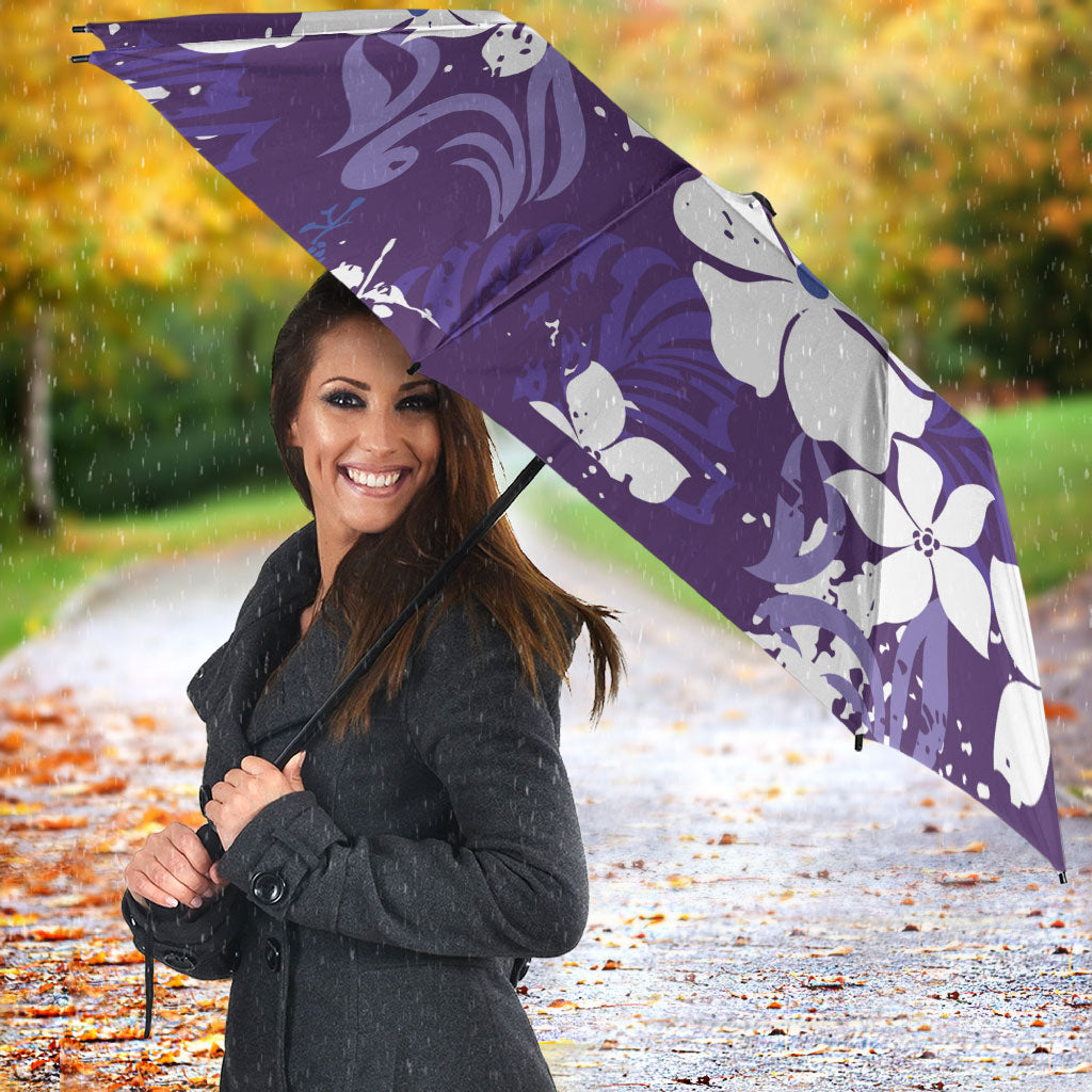 Purple Hawaiian Hibiscus Monstera Umbrella Grunge Stylized LT01 - Polynesian Pride
