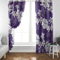 Purple Hawaiian Hibiscus Monstera Window Curtain Grunge Stylized