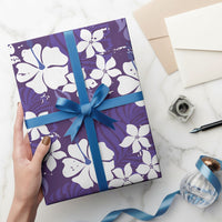 Purple Hawaiian Hibiscus Monstera Wrapping Paper Grunge Stylized