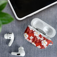 Red Hawaiian Hibiscus Monstera AirPods Case Grunge Stylized LT01 - Polynesian Pride