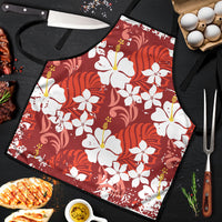 Red Hawaiian Hibiscus Monstera Apron Grunge Stylized LT01 Red - Polynesian Pride