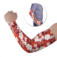 Red Hawaiian Hibiscus Monstera Arm Sleeves Grunge Stylized