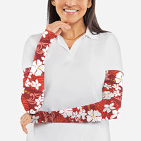 Red Hawaiian Hibiscus Monstera Arm Sleeves Grunge Stylized