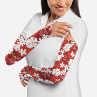 Red Hawaiian Hibiscus Monstera Arm Sleeves Grunge Stylized