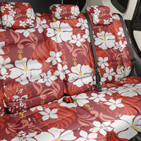 Red Hawaiian Hibiscus Monstera Back Car Seat Cover Grunge Stylized LT01 - Polynesian Pride