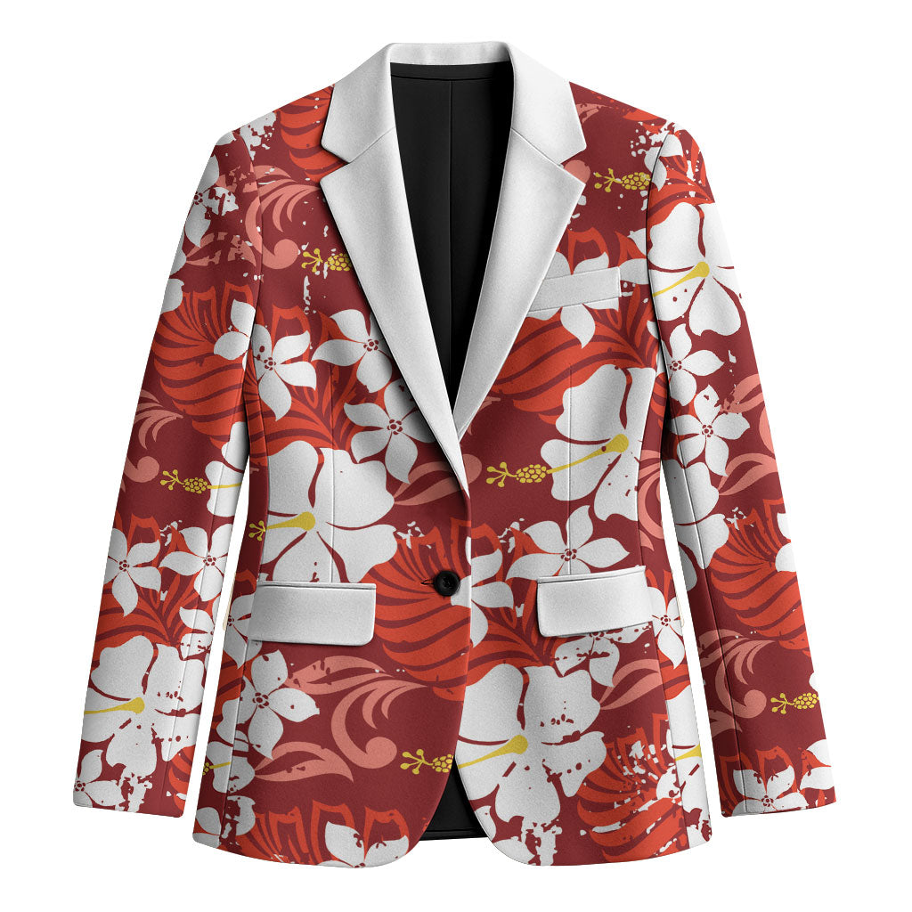 Red Hawaiian Hibiscus Monstera Blazer Grunge Stylized
