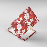 Red Hawaiian Hibiscus Monstera Canvas Wall Art Grunge Stylized