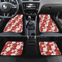 Red Hawaiian Hibiscus Monstera Car Mats Grunge Stylized