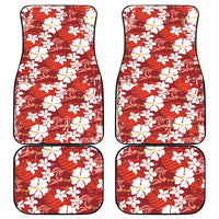 Red Hawaiian Hibiscus Monstera Car Mats Grunge Stylized