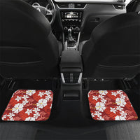 Red Hawaiian Hibiscus Monstera Car Mats Grunge Stylized