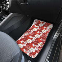 Red Hawaiian Hibiscus Monstera Car Mats Grunge Stylized