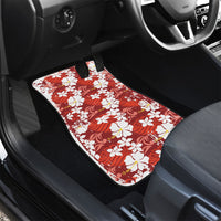 Red Hawaiian Hibiscus Monstera Car Mats Grunge Stylized