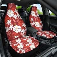 Red Hawaiian Hibiscus Monstera Car Seat Cover Grunge Stylized LT01 One Size Red - Polynesian Pride