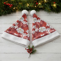 Red Hawaiian Hibiscus Monstera Christmas Santa Hat Grunge Stylized LT01 - Polynesian Pride