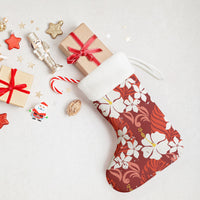 Red Hawaiian Hibiscus Monstera Christmas Stocking Grunge Stylized LT01 - Polynesian Pride