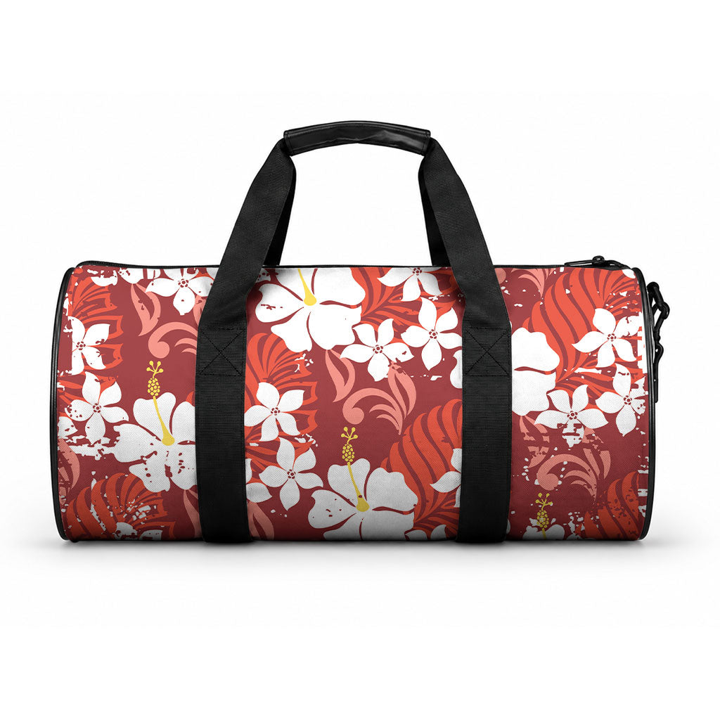 Red Hawaiian Hibiscus Monstera Duffle Bag Grunge Stylized LT01 One size Red - Polynesian Pride