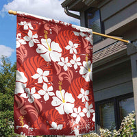 Red Hawaiian Hibiscus Monstera Garden Flag Grunge Stylized