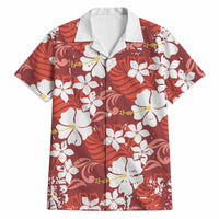Red Hawaiian Hibiscus Monstera Hawaiian Shirt Grunge Stylized LT01 Red - Polynesian Pride