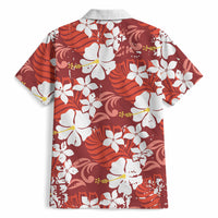 Red Hawaiian Hibiscus Monstera Hawaiian Shirt Grunge Stylized LT01 - Polynesian Pride