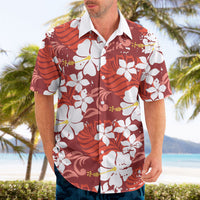 Red Hawaiian Hibiscus Monstera Hawaiian Shirt Grunge Stylized LT01 - Polynesian Pride