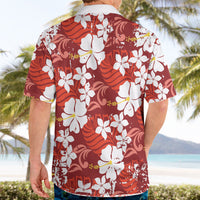 Red Hawaiian Hibiscus Monstera Hawaiian Shirt Grunge Stylized LT01 - Polynesian Pride