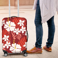 Red Hawaiian Hibiscus Monstera Luggage Cover Grunge Stylized