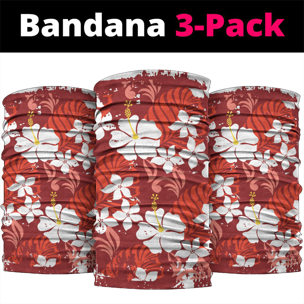 Red Hawaiian Hibiscus Monstera Neck Gaiter Grunge Stylized