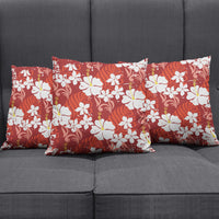 Red Hawaiian Hibiscus Monstera Pillow Cover Grunge Stylized LT01 - Polynesian Pride