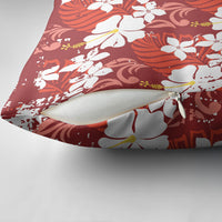 Red Hawaiian Hibiscus Monstera Pillow Cover Grunge Stylized LT01 - Polynesian Pride