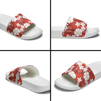 Red Hawaiian Hibiscus Monstera Slide Sandals Grunge Stylized