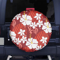 Red Hawaiian Hibiscus Monstera Spare Tire Cover Grunge Stylized