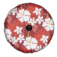 Red Hawaiian Hibiscus Monstera Spare Tire Cover Grunge Stylized