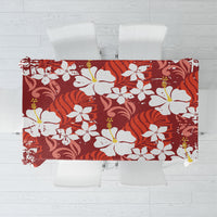 Red Hawaiian Hibiscus Monstera Tablecloth Grunge Stylized