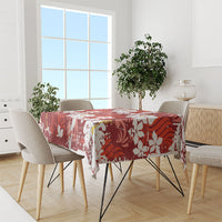 Red Hawaiian Hibiscus Monstera Tablecloth Grunge Stylized