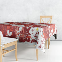 Red Hawaiian Hibiscus Monstera Tablecloth Grunge Stylized