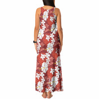 Red Hawaiian Hibiscus Monstera Tank Maxi Dress Grunge Stylized LT01 - Polynesian Pride